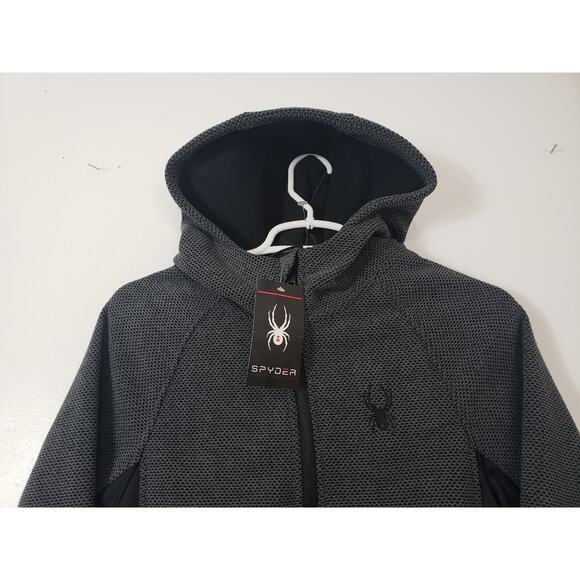 (N5) SPYDER Polar Sweater Mens Size S Pullover Gray Hooded Winter Performance - Picture 2 of 10